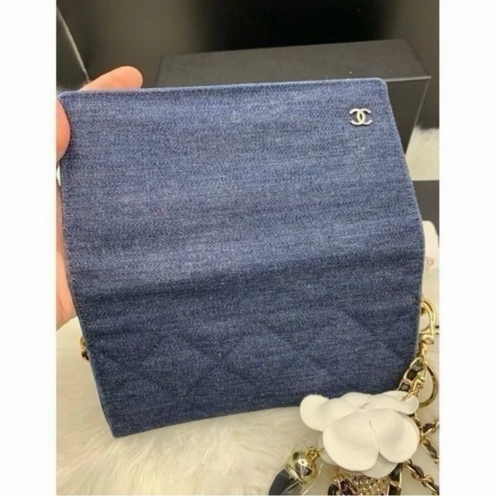 Extremely Rare Chanel Denim Quilted Sunglasses Case Crossbody Purse - Picture 10 of 12